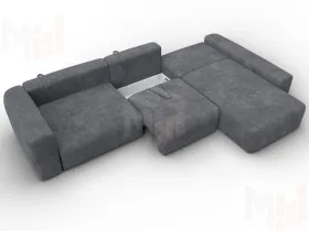 Диван угловой Лига-066 НПБ Лонг угол правый ( BRUT 16 темно-серый )