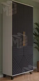 Шкаф 2-х створчатый Копенгаген (белый/серый графит)