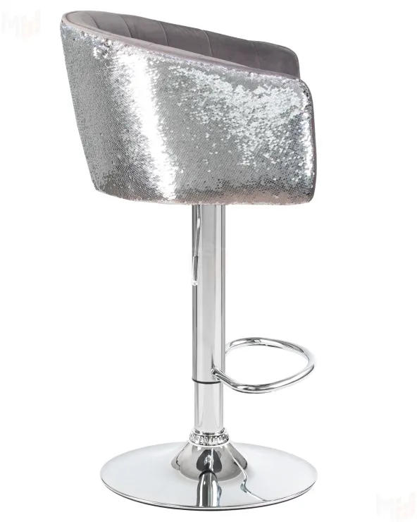 Стул барный DOBRIN DARCY SHINY (серый велюр с серебряными пайетками)