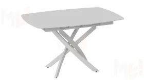 Стол обеденный раздвижной Манхеттен Т1 Белый муар, Стекло матовое белое