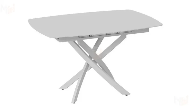 Стол обеденный раздвижной Манхеттен Т1 Белый муар, Стекло матовое белое