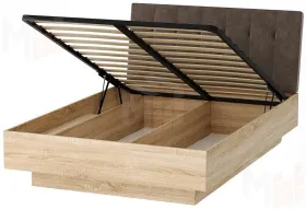 Кровать КРС-1400 СОНАТА с подъёмным механизмом Дуб Сонома - велюр JAVA