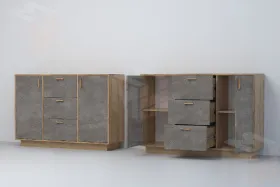 Комод К-2 ПД Эго Дуб Крафт Золотой/Камень Темный