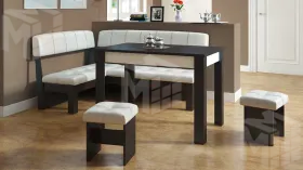 Кухонный уголок Альфа - МФ-100.001 Венге Цаво, Белый кожзам