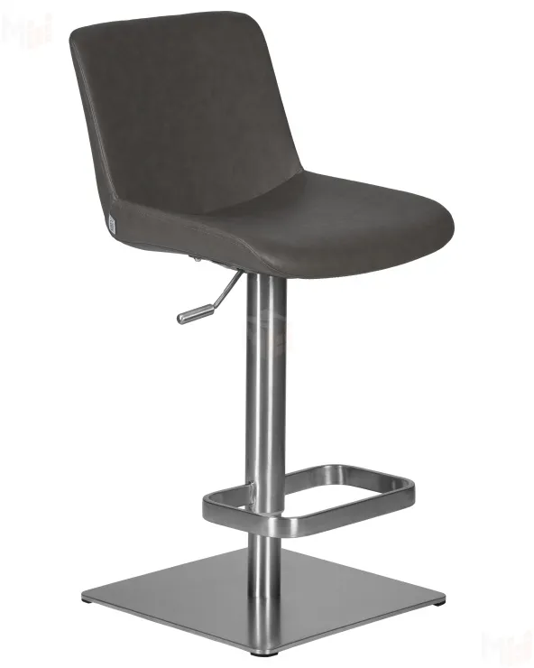Стул барный DOBRIN ALDO (серый PU YP4, основание из нержавеющей стали)
