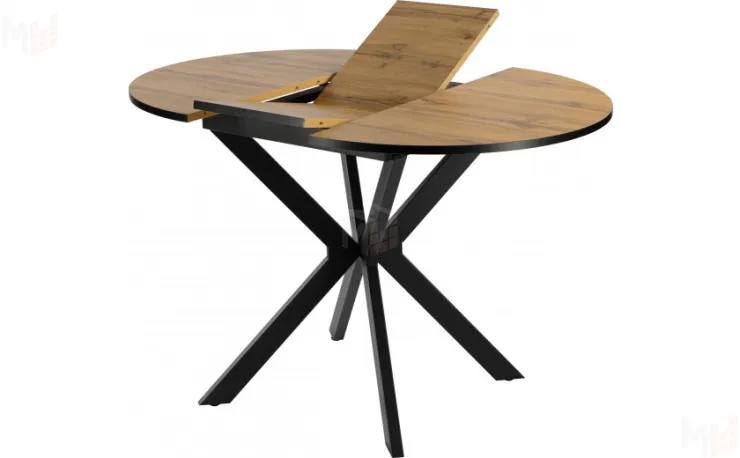 Стол раскладной Вега Лофт D100 Дуб вотан / Черный