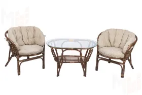 Комплект Багама Дуэт с бежевыми подушками и овальным столом