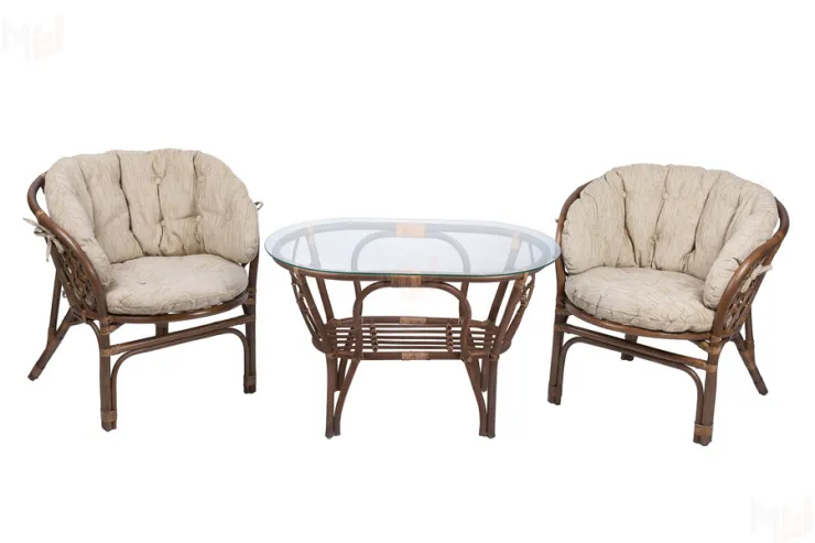 Комплект Багама Дуэт с бежевыми подушками и овальным столом