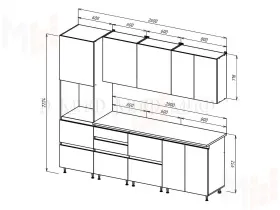 Кухонный гарнитур Техно-6 2,6 графит/экзот дерево