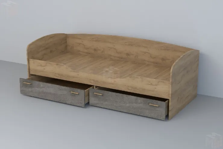 Кровать 016 Эго Дуб Крафт Золотой/Камень Темный