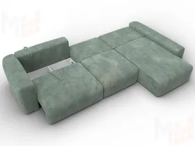Диван угловой Лига-066 НПБ Лонг угол правый ( BRUT 08 зеленый )