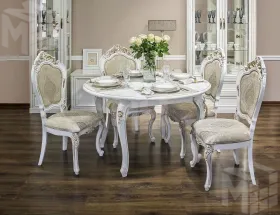 Столовая Натали белый глянец с круглым столом