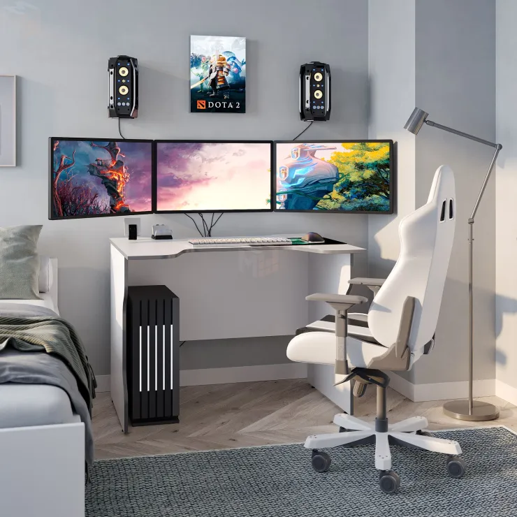 Стол компьютерный игровой ВАРДИГ K2 (белый/серебристый)