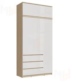 Шкаф Челси 1200 с антресолью, сонома/белый глянец