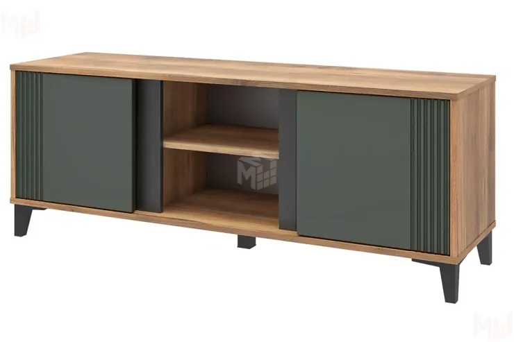 Тумба под ТВ Богемия 463.04 Дуб барокко/Зелёный