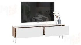 Тумба ТВ Порто с опорами - СМ-393.03.011 Яблоня Беллуно, Белый софт