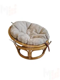 Кресло папасан — мини 23/01F с бежевой подушкой