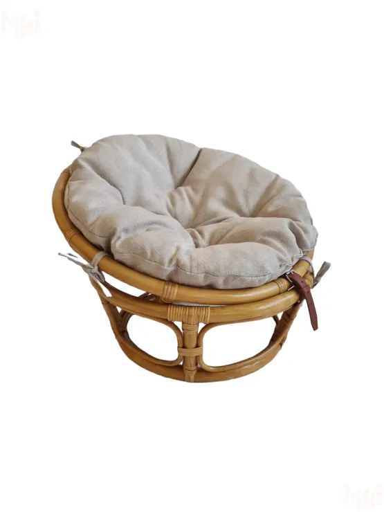 Кресло папасан — мини 23/01F с бежевой подушкой