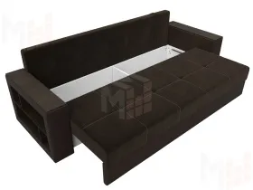 Диван прямой Дубай Лайт полки слева ( Коричневый )