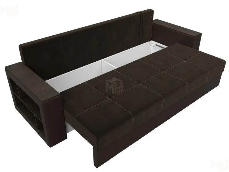 Диван прямой Дубай Лайт полки слева ( Коричневый )