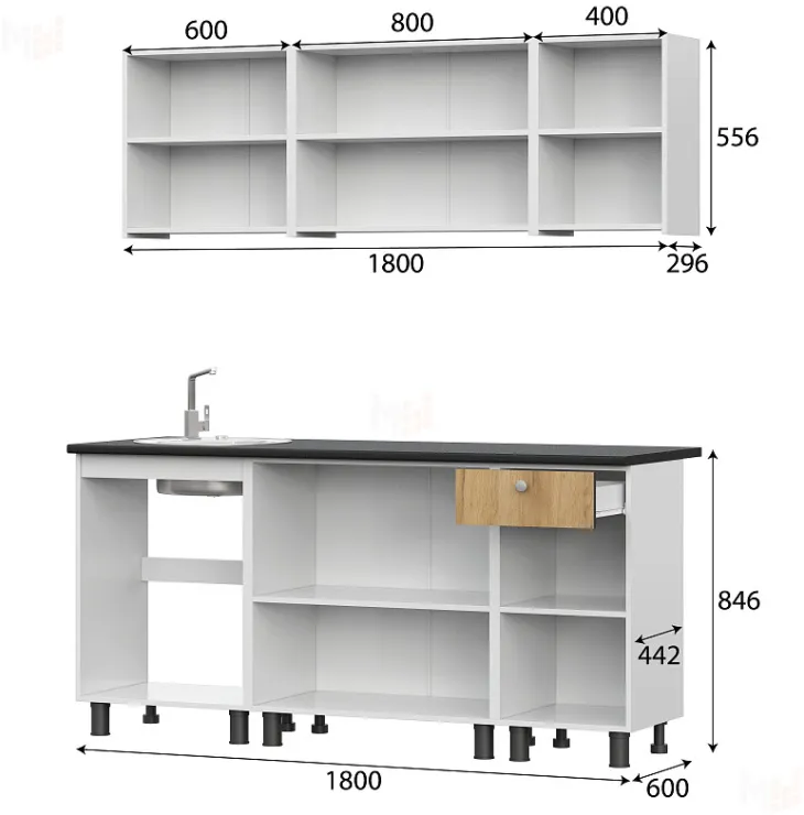Кухонный гарнитур  КГ-1 1,8м (со столешницей) Дуб золотой