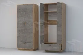 Шкаф ШК-1 ПД Эго Дуб Крафт Золотой/Камень Темный