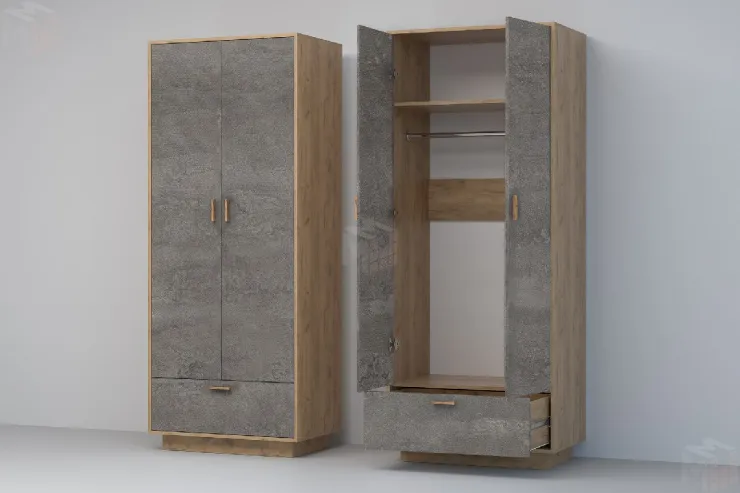 Шкаф ШК-1 ПД Эго Дуб Крафт Золотой/Камень Темный
