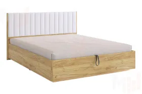 Кровать Адам с подъемным механизмом 160х200 дуб крафт золотой/белый (экокожа)