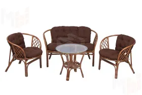 Комплект Багама с диваном и простыми коричневыми подушками