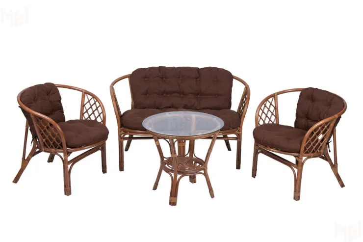 Комплект Багама с диваном и простыми коричневыми подушками