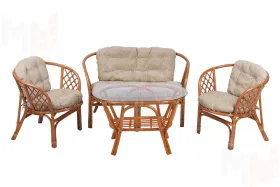 Комплект Багама с диваном с простыми  подушками и овальным столом