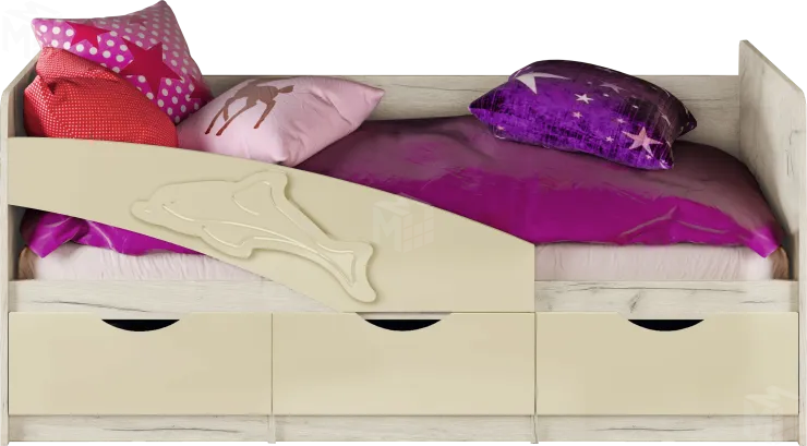 Кровать Дельфин 1,8 МДФ ваниль