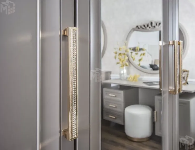 Шкаф Мокко 4-дверный с зеркалом серый