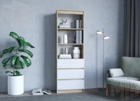 Стеллаж Челси (сонома/белый глянец)