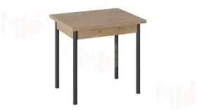 Стол  раздвижной Родос Тип 2 с опорой d40 Черный муар, Дуб Крафт золотой