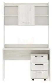 Компьютерный стол ПКС-9 с надстройкой и выкатной тумбой Дуб Крафт белый