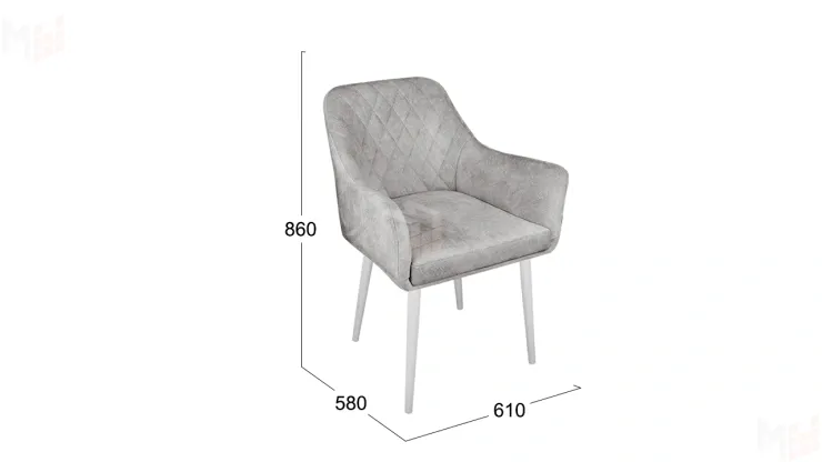 Стул Chester Т6 Белый муар Велюр V004 светло-серый