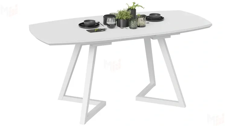 Стол обеденный TESCA 2 Белый муар, Стекло матовое белое