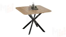 Стол обеденный раздвижной Лиссабон Тип 1 Черный муар, Дуб Крафт золотой