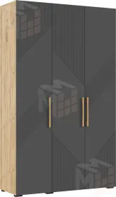 Ирис Шкаф 3-х ств.(1350) (Браш Графит, Дуб Крафт)