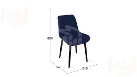 Стул OSCAR Черный муар, Велюр L005 синий