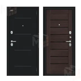Входная металлическая дверь Техно Букле черное/Wenge Veralinga