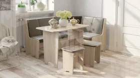 Кухонный уголок Техас Исп.1 Дуб Сонома, Экокожа коричневая