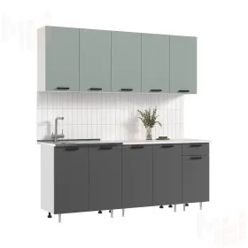 Кухня Рио New 2,0 (490) ЛДСП Сумеречный голубой/Графит, Белый (Антарес)