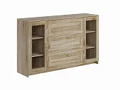 Тумба Сириус 2 двери со стеклом и 3 ящика 156*95 Сонома