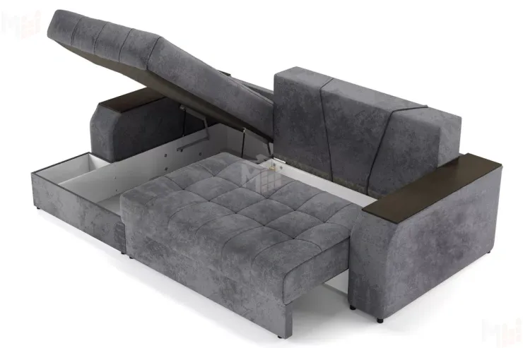 Угловой диван-кровать Лас-Вегас Серый левый