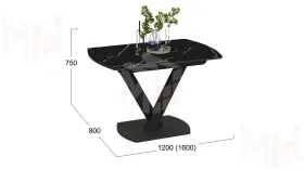 Стол обеденный Салерно Тип 1 Черный муар, Стекло черный мрамор