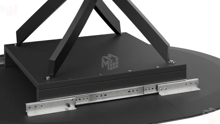 Стол обеденный раздвижной Бергамо Тип 1  Черный муар, Стекло матовое черный мрамор