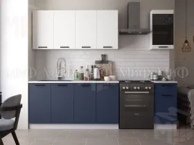 Кухня Техно New 2,0 комп.№3 Белый софт/Ультрамарин софт