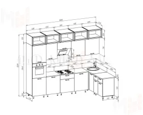 Кухня Рио New угловая 3,0*1,8 м Дуб крафт белый, Белый (Кастилло темный)